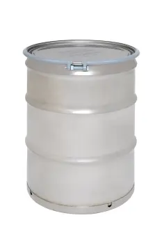 55 Gallon Open Head Stainless Steel Drum With Bolt Ring Closure - 1.5/1.5/1.5