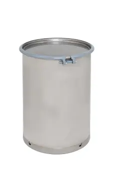 30 Gallon Open Head Seamless, Stainless Steel Drum With Bolt Ring Closure