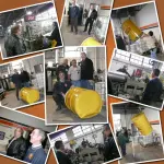 2008: DOT’s PHMSA Director of Enforcement, Ryan Posten and Regional DOT Inspector Kevin Boehme, visit Skolnik to observe the manufacturing process and witness performance testing of an 85 gallon “T” Salvage Drum. &mdashNovember 18, 2008.