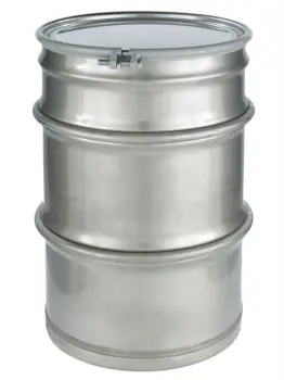 55 Gallon Open Head Seamless, Stainless Steel Drum - 1.5/1.5/1.5